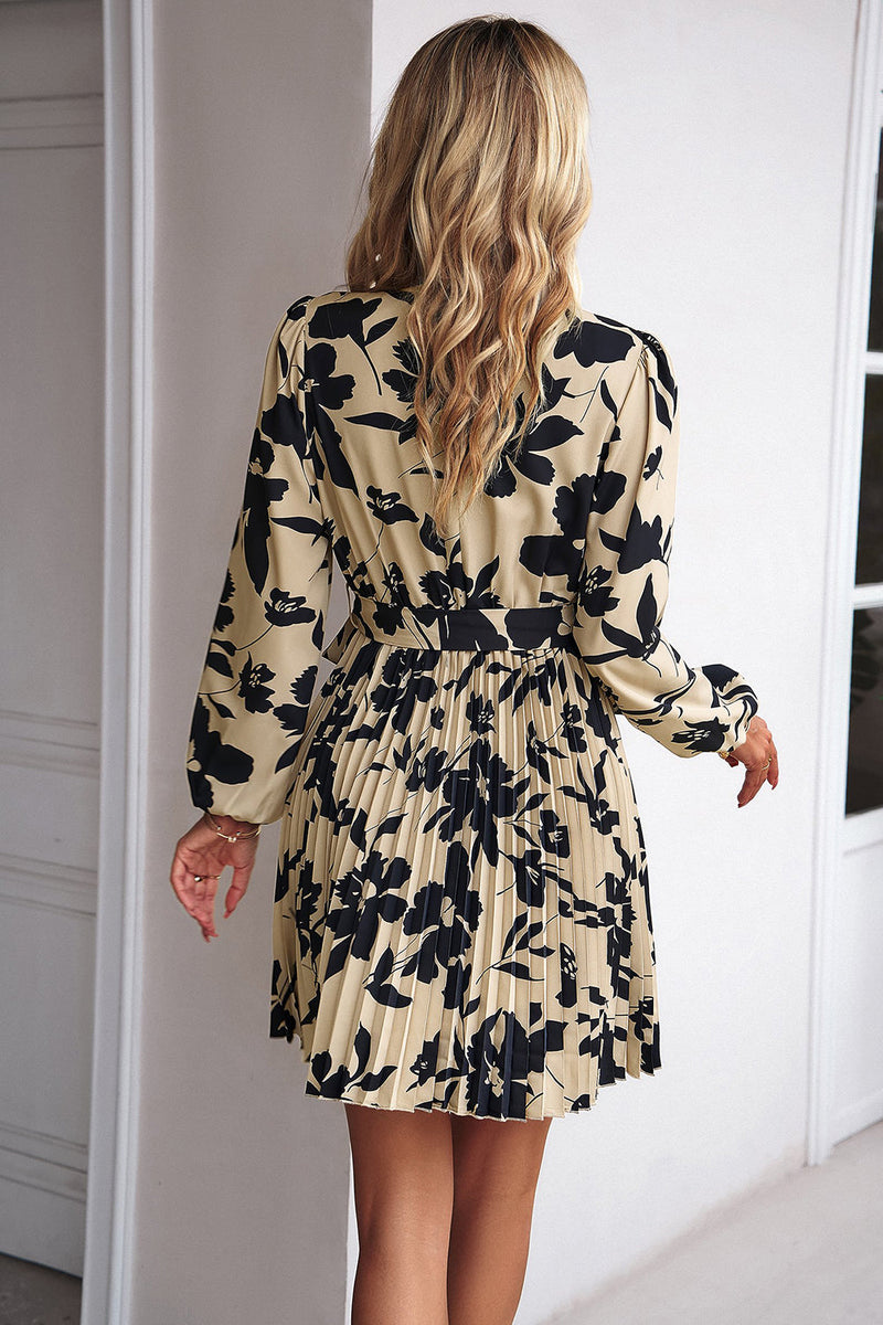 Load image into Gallery viewer, Black Long Sleeves Printed A Line Work Dress