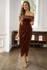 Load image into Gallery viewer, Brown Off the Shoulder Bodycon Work Dress