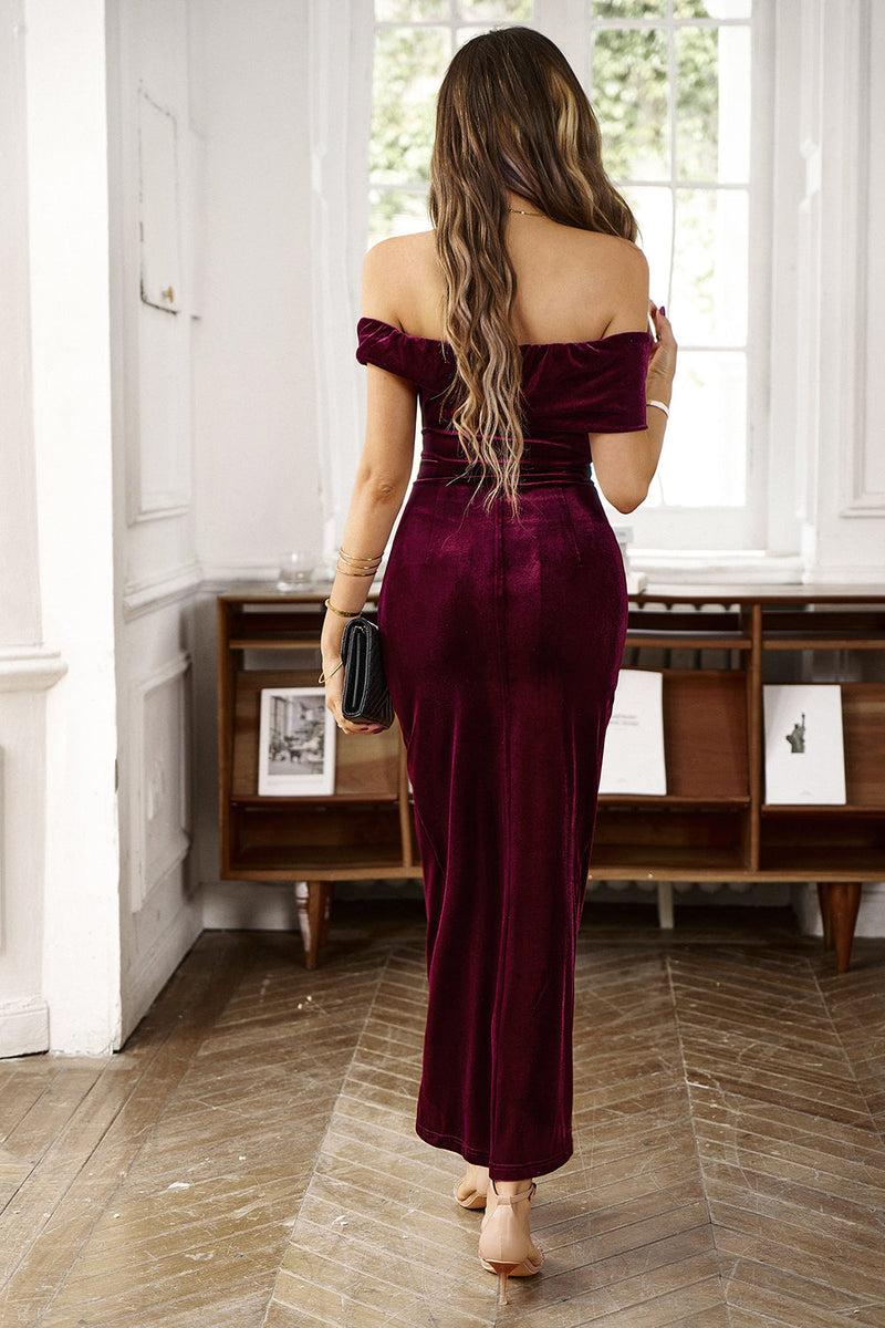 Load image into Gallery viewer, Brown Off the Shoulder Bodycon Work Dress