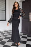 Dark Green Sequins Sheath Long Sleeves Prom Dress