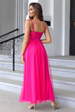 Black Spaghetti Straps A Line Tulle Open Back Long Prom Dress