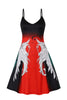 Load image into Gallery viewer, Halloween Spaghetti Straps Black Red Vintage Dress