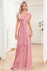 Load image into Gallery viewer, Champagne Sleeveless V-Neck A Line Sparkly Prom Dress