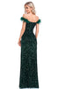Load image into Gallery viewer, Sparkly Sequin Dark Green Mermaid Off the Shoulder Prom Dress With Slit