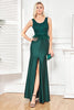 Load image into Gallery viewer, Dark Green Sleeveless Sheath Long Prom Dress With Appliques