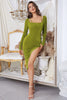 Load image into Gallery viewer, Green Long Sleeves Bodycon Short Party Dress