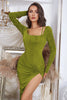 Load image into Gallery viewer, Green Long Sleeves Bodycon Short Party Dress