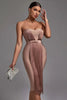 Load image into Gallery viewer, Blush Bodycon Fringed Skirt Strapless Cocktail Dress with Open Back