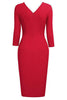 Load image into Gallery viewer, Black Bodycon Knee-Length 3/4 Sleeve Party Dress With Belt