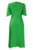 Load image into Gallery viewer, Black Round Neck Ruched Short Sleeves Work Dress