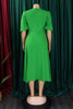 Load image into Gallery viewer, Black Round Neck Ruched Short Sleeves Work Dress