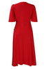Load image into Gallery viewer, Black Round Neck Ruched Short Sleeves Work Dress