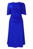 Load image into Gallery viewer, Black Round Neck Ruched Short Sleeves Work Dress