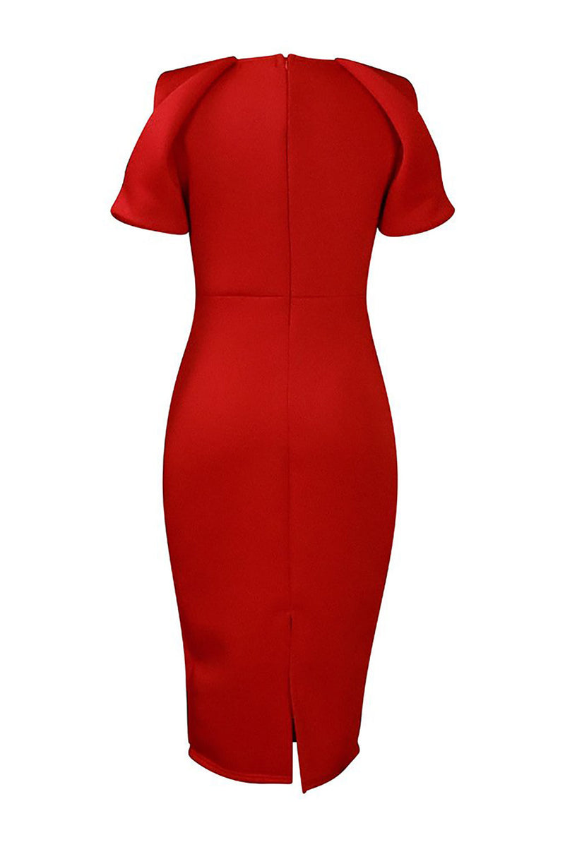 Load image into Gallery viewer, Bodycon Green Round Neck Cold Shoulder Work Dress