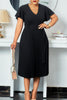 Load image into Gallery viewer, A-Line Black V-Neck Ruched Work Dress With Ruffle sleeves
