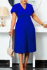 Load image into Gallery viewer, A-Line Black V-Neck Ruched Work Dress With Ruffle sleeves