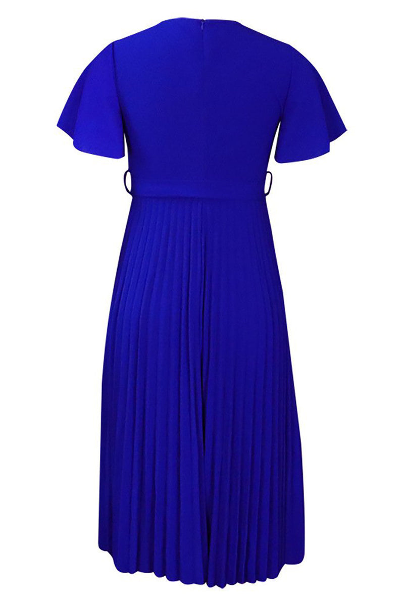 Load image into Gallery viewer, A-Line Black V-Neck Ruched Work Dress With Ruffle sleeves