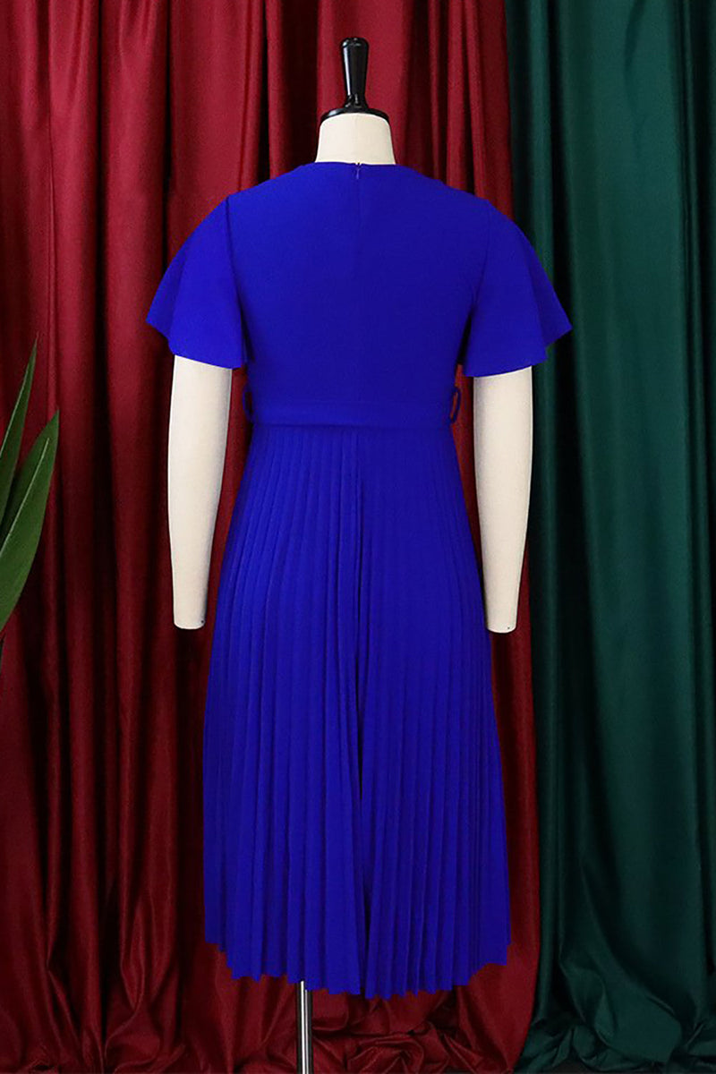 Load image into Gallery viewer, A-Line Black V-Neck Ruched Work Dress With Ruffle sleeves