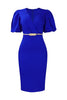 Load image into Gallery viewer, Bodycon Black V-Neck Work Dress With Puff Sleeves