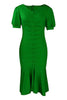 Load image into Gallery viewer, Bodycon V Neck Ruched Work Dress With Ruffles