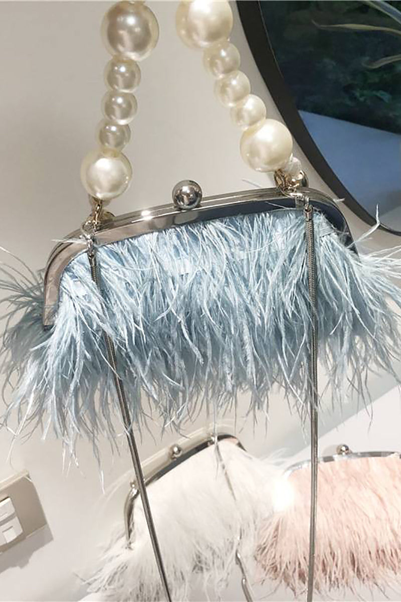 Load image into Gallery viewer, Blue Tassel Pearl Evening Party Clutch Bag