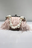 Blue Tassel Pearl Evening Party Clutch Bag