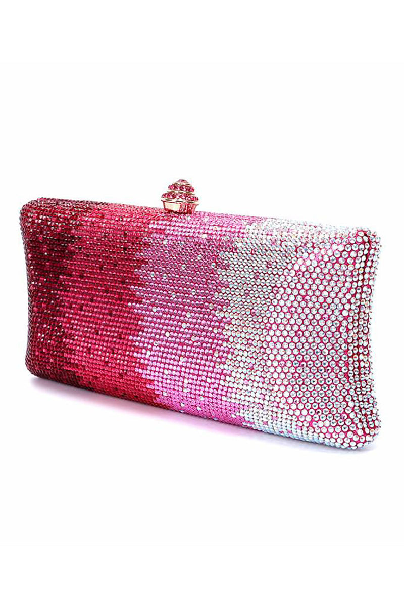 Load image into Gallery viewer, Fuchsia Ombre Saprkly Sequin Evening Clutch Bag