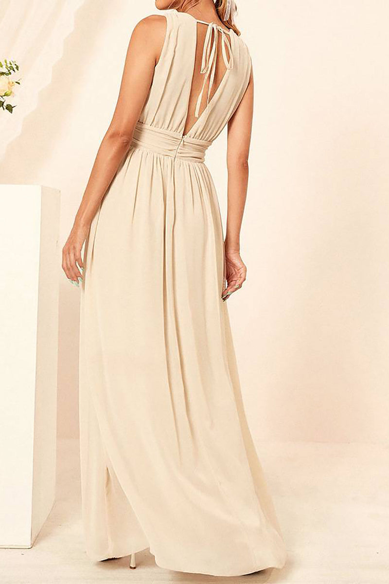 Load image into Gallery viewer, Aprict A-line V-neck Chiffon Floor Length Bridesmaid Dress