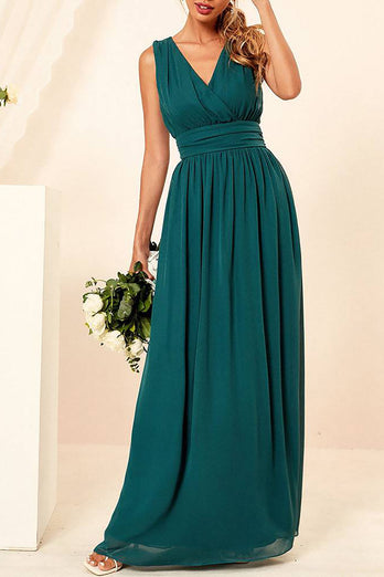 Aprict A-line V-neck Chiffon Floor Length Bridesmaid Dress