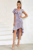 Load image into Gallery viewer, Purple Cap Sleeves Bodycon Ruffles Asymmetrical Hem Party Dress