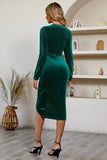 Black Long Sleeves Velvet Holiday Party Dress