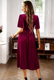 Velvet V-neck A Line Holiday Party Dress