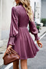 Load image into Gallery viewer, Burgundy Long Sleeves A Line Velvet Holiday Party Dress