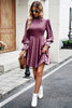 Load image into Gallery viewer, Burgundy Long Sleeves A Line Velvet Holiday Party Dress