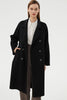 Load image into Gallery viewer, Black Slim Simple Long Woolen Coat with Double Breasted