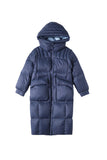 Navy Long Winter Down Jacket With Pockets