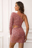 Load image into Gallery viewer, Sparkly Sequin Blush One Shoulder Cutout Short Party Dress