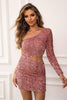 Load image into Gallery viewer, Sparkly Sequin Blush One Shoulder Cutout Short Party Dress