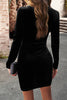 Load image into Gallery viewer, Black Velvet Ruched Bodycon Short Party Dress