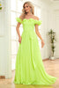 Load image into Gallery viewer, Off the Shoulder Green A-Line Formal Dress with Pleated