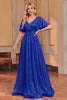 Load image into Gallery viewer, Royal Blue Sequins A-line Formal Dress with V-neck