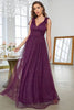Load image into Gallery viewer, A-Line V-Neck Sequins Purple Prom Dress With Sleeveless