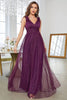 Load image into Gallery viewer, A-Line V-Neck Sequins Purple Prom Dress With Sleeveless