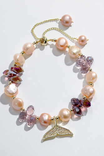 Blush Freshwater Pearl Bracelet with Fish Tail