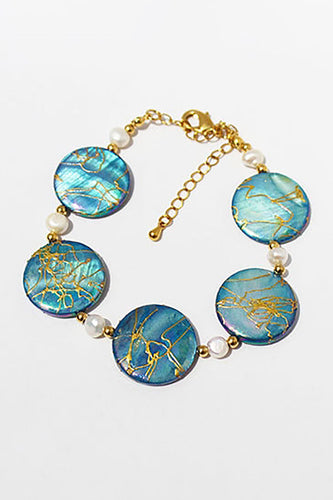 Ocean Series Blue Freshwater Shell and Pearls Bracelet