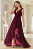 Load image into Gallery viewer, A-Line Burgundy V-Neck Chiffon High Low Prom Dress