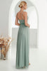 Load image into Gallery viewer, Grey Green A Line Spaghetti Straps Long Prom Dress with Slit
