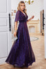 Load image into Gallery viewer, Sparkly Purple Formal Dress with Pleated
