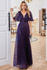 Load image into Gallery viewer, Sparkly Purple Formal Dress with Pleated