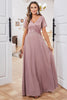 Load image into Gallery viewer, Grey Pink A Line Formal Dress with Embroidered